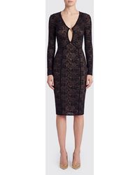 Elisabetta Franchi - Lace Midi Sheath Dress With Cut-Out Details - Lyst