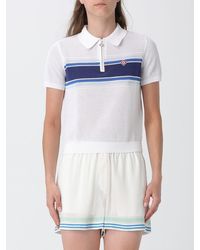 CASABLANCA - Perforated Cotton Knit Polo Shirt With Stripes And Zip Closure - Lyst