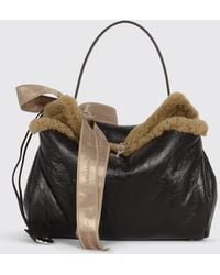 Balenciaga - Leather And Shearling Rodeo Bag With Logo Bow - Lyst