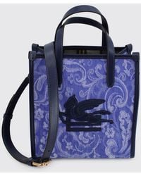 Etro - Paisley Print Cotton Handbag With Leather Details - Lyst