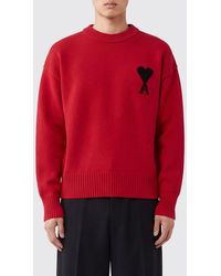 Ami Paris - Crew-Neck Wool Jumper With Contrast Logo - Lyst