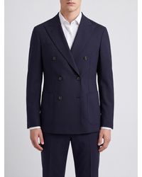 Lardini - Double-Breasted Virgin Wool Blend Blazer With Peak Lapels And Patch Pockets - Lyst