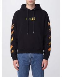 Off-White c/o Virgil Abloh - Cotton Hoodie With Arrow And Diagonals Logo - Lyst