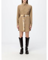 Burberry - Silk Mini Shirt Dress With Classic Collar And Waist Belt - Lyst