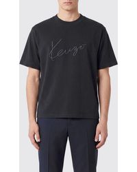 KENZO - Dropped Shoulder Pure Wool Logo T-Shirt - Lyst