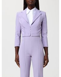 Elisabetta Franchi - Crop Polyester Blazer - Lyst