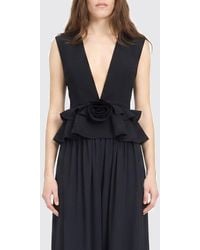 ROTATE BIRGER CHRISTENSEN - Sleeveless V-Neck Evening Top With Floral Appliqué And Ruffles - Lyst