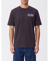 Les Deux - Cotton T-Shirt With Graphic Print And Contrasting Chest Logo - Lyst