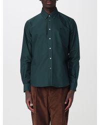 Ami Paris - Cotton Shirt With Button-Down Collar And Embroidered Logo - Lyst