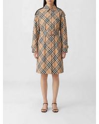 Burberry - Check Cotton Trench Coat - Lyst
