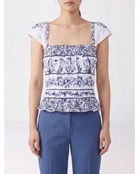 FARM Rio - Off- Flower Floral Print Cotton Top With Square Neckline - Lyst