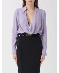 Elisabetta Franchi - Viscose Georgette Blouse Bodysuit - Lyst