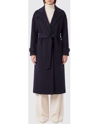 Pinko - Long Wool Robe Coat With A Belt And Lapel Collar - Lyst