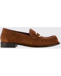 Ferragamo - Gancini Suede Calfskin Penny Loafers With Low Heel - Lyst