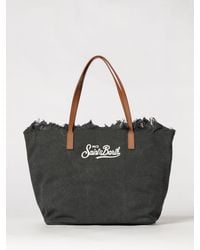 MC2 Saint Barth - Cotton Blend Shoulder Bag With Logo - Lyst
