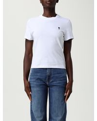 Ami Paris - Basic Cotton T-Shirt With Logo - Lyst
