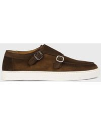 Doucal's - Suede Monk Strap Shoes - Lyst