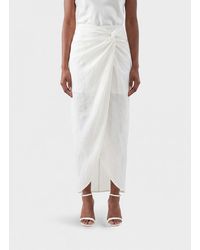 LeKasha - Draped Linen Midi Sarong Skirt With Front Slit - Lyst