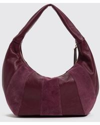 Twinset - Suede And Smooth Leather Hobo Bag With Embossed Logo - Lyst