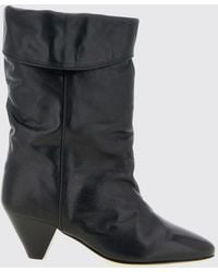 Isabel Marant - Dalby Crinkled-Effect Leather Knee-High Boots With Cone Heel - Lyst