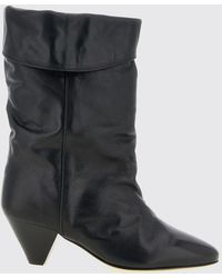Isabel Marant - Dalby Crinkled-Effect Leather Knee-High Boots With Cone Heel - Lyst