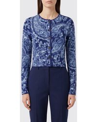 Etro - Cárdigan De Corte Entallado En Viscosa Con Estampado Paisley Y Cuello Redondo - Lyst