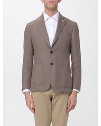 Manuel Ritz - Slim Fit Single-Breasted Viscose Blend Blazer With Peak Lapels - Lyst