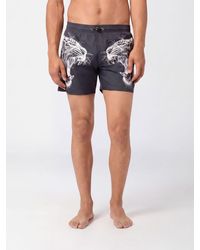 Philipp Plein - Polyester Swim Shorts With Graphic Print And Drawstring Waist - Lyst