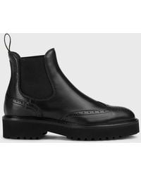 Doucal's - Leather Ankle Boots With Brogue Motif - Lyst