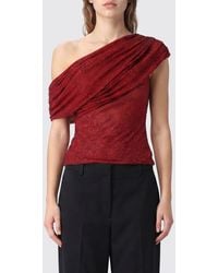 Self-Portrait - Draped One-Shoulder Top With Crystal Embellishment - Lyst