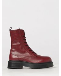Vic Matié - Vic Mati&Eacute Calfskin Leather Combat Boots With Side Zip And Rubber Sole - Lyst