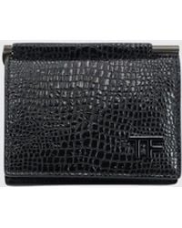 Tom Ford - Crocodile-Effect Leather Bifold Wallet With Money Clip - Lyst
