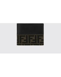 Fendi - Ff Monogram Jacquard Calfskin Leather Bifold Wallet - Lyst