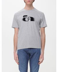 Emporio Armani - Cotton T-Shirt With Flocked Logo - Lyst
