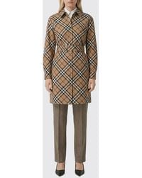 Burberry - Check Wool Blend Chemisier Dress - Lyst