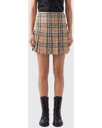 Burberry - Vintage Check Wool Pleated Skirt - Lyst