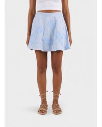 ROTATE BIRGER CHRISTENSEN - Organic Cotton Mini Skirt With Floral Embroidery - Lyst