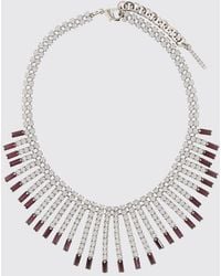 Alessandra Rich - Crystal-Embellished Chrome-Plated Metal Choker - Lyst