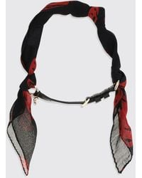 McQueen - Silk And Calfskin Leather Bracelet With Skull Print And Charm - Lyst