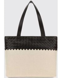 Bottega Veneta - Linen And Canvas Tote Bag With Intrecciato Leather Details - Lyst