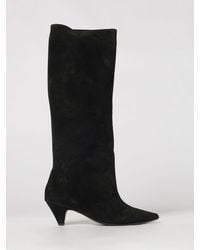 Anna F. - Suede Leather Knee-High Boots With Cone Heel - Lyst