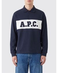 A.P.C. - Long-Sleeved Cotton Polo Shirt With Contrast Logo - Lyst