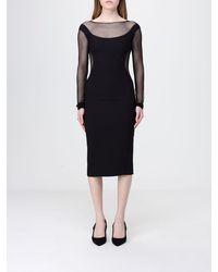 Elisabetta Franchi - Stretch Viscose Midi Dress - Lyst