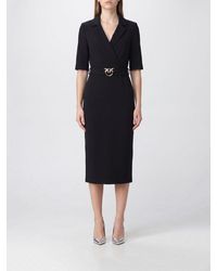 Pinko - Arnebia Midi Wrap Dress With Logo Buckle Belt - Lyst