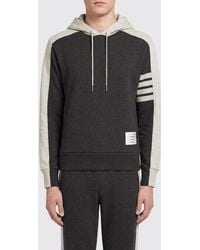 Thom Browne - Cotton Hoodie With Iconic 4-Bar Stripes On The Sleeve - Lyst