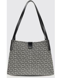 Balmain - Release Jacquard And Calfskin Bag - Lyst