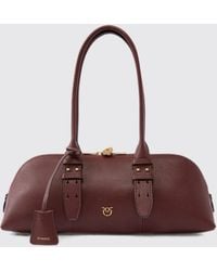Pinko - Escape Horizontal Sheepskin Leather Shoulder Bag With Love Birds Logo - Lyst