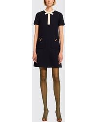Valentino - Vlogo Wool And Silk Mini Dress - Lyst