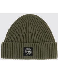 Stone Island - Ribbed Rws Virgin Wool Beanie Hat With Compass Logo Patch - Lyst