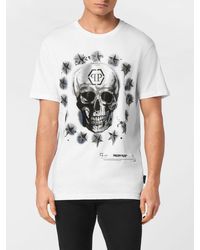 Philipp Plein - Slim Fit Cotton T-Shirt With Skull And Monogram Print - Lyst
